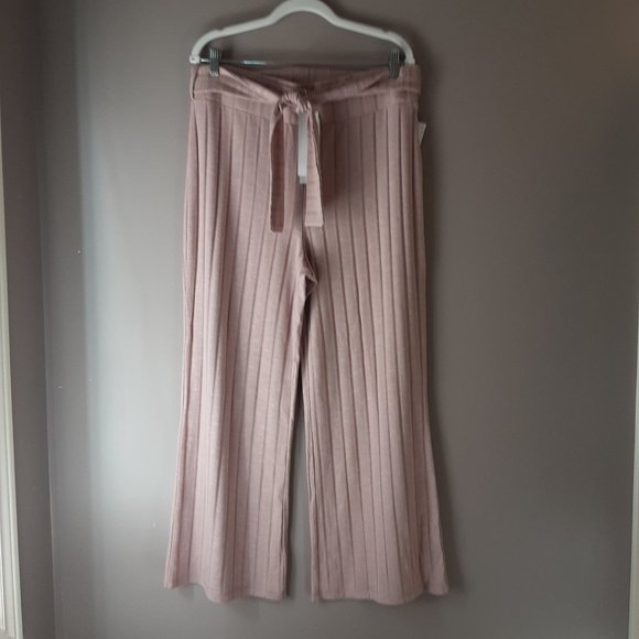 Adyson Parker New Suede Touch Wide Leg Ribbed Pants ElasticTie Waist NWT Size XL - Picture 2 of 16